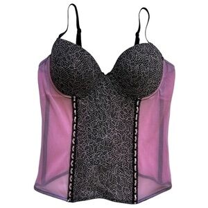 Y2K Black & Pink Corset Bustier Cropped Tank Top